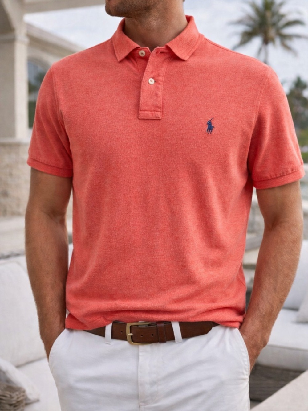 Polo Ralph Lauren Classic Fit Polo Shirt Coral Pink Size Large